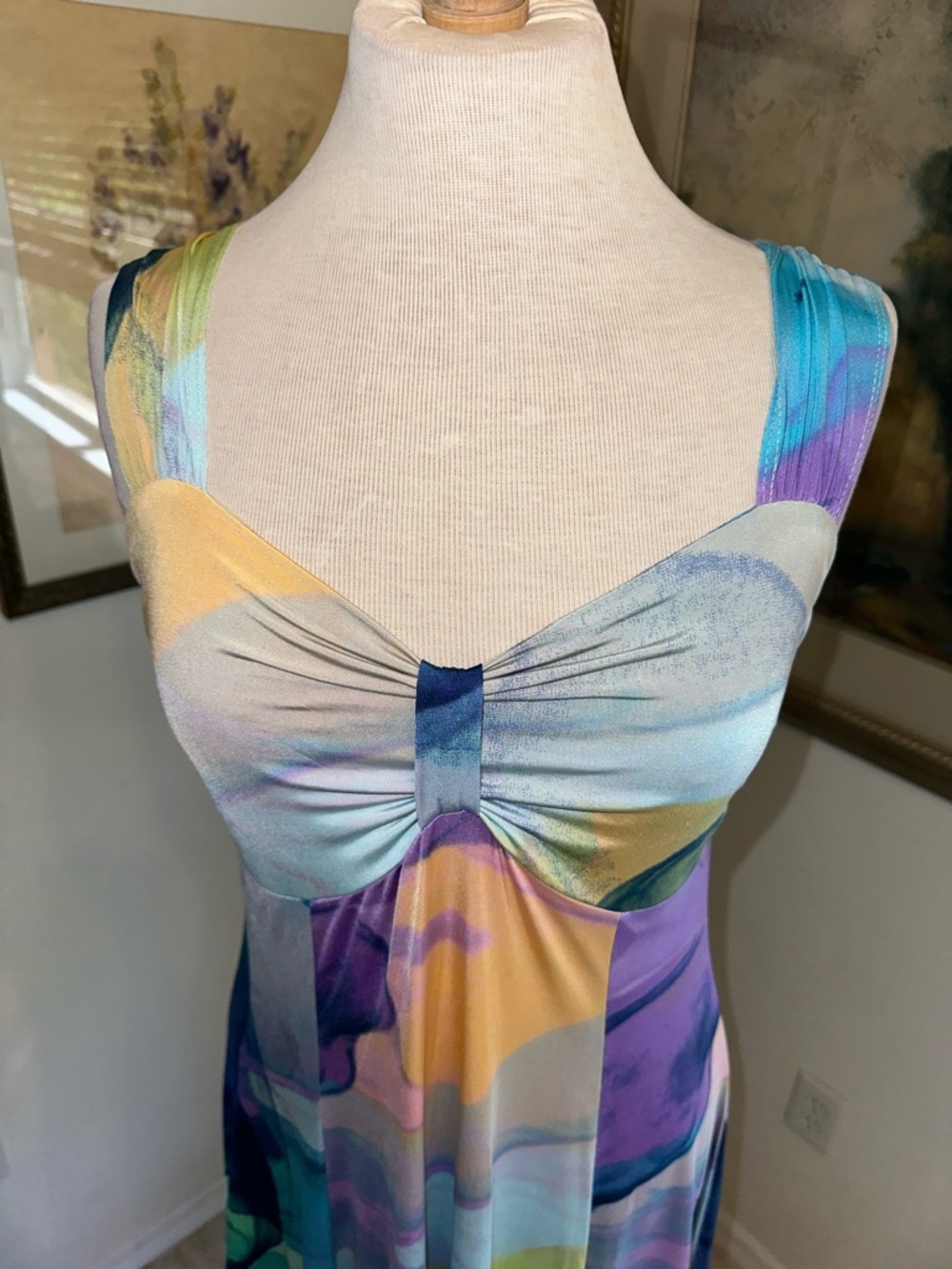 Pretty Woman Multicolor Watercolor Midi Dress Size Medium - Picture 5 of 12